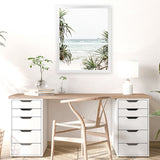 Shop Wategos Beach III Photo Art Print-Boho, Coastal, Green, Photography, Portrait, Tropical, View All, White-framed poster wall decor artwork