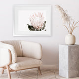 Shop Pink King Protea Flower II Photo Art Print-Botanicals, Florals, Hamptons, Landscape, Nature, Photography, Pink, View All, White-framed poster wall decor artwork