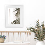 Shop Palm Building Photo Art Print-Amalfi Coast Italy, Boho, Botanicals, Coastal, Green, Hamptons, Photography, Portrait, Tropical, View All, White-framed poster wall decor artwork