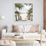 Shop Wategos Beach I (Square) Photo Canvas Art Print-Boho, Coastal, Green, Hamptons, Photography, Photography Canvas Prints, Square, Tropical, View All-framed wall decor artwork