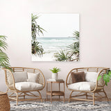 Shop Wategos Beach III (Square) Photo Canvas Art Print-Boho, Coastal, Green, Photography, Photography Canvas Prints, Square, Tropical, View All, White-framed wall decor artwork