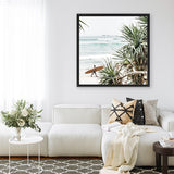 Shop Byron Bay Longboarder (Square) Photo Canvas Print-Coastal, Green, Photography, Photography Canvas Prints, Square, Tropical, View All-framed wall decor artwork