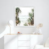 Shop Wategos Views (Square) Photo Art Print-Boho, Coastal, Green, Photography, Square, Tropical, View All, White-framed poster wall decor artwork