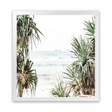 Shop Wategos Views (Square) Photo Art Print-Boho, Coastal, Green, Photography, Square, Tropical, View All, White-framed poster wall decor artwork