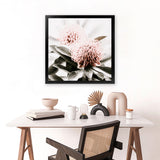 Shop Waratah Flowers (Square) Photo Art Print-Florals, Green, Hamptons, Photography, Pink, Square, View All-framed poster wall decor artwork