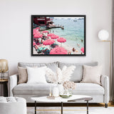 Shop Capri Days Photo Canvas Art Print-Amalfi Coast Italy, Blue, Coastal, Green, Landscape, Photography, Photography Canvas Prints, Pink, Red, Tropical, View All-framed wall decor artwork