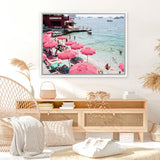Shop Capri Days Photo Canvas Art Print-Amalfi Coast Italy, Blue, Coastal, Green, Landscape, Photography, Photography Canvas Prints, Pink, Red, Tropical, View All-framed wall decor artwork