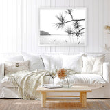 Shop Afternoon Surf B&W Photo Art Print-Boho, Coastal, Horizontal, Landscape, Photography, Rectangle, View All, White-framed poster wall decor artwork