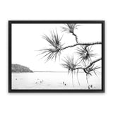 Shop Afternoon Surf B&W Photo Canvas Art Print-Boho, Coastal, Horizontal, Landscape, Photography, Photography Canvas Prints, Rectangle, View All, White-framed wall decor artwork