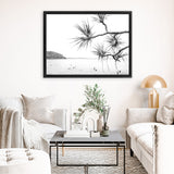 Shop Afternoon Surf B&W Photo Canvas Art Print-Boho, Coastal, Horizontal, Landscape, Photography, Photography Canvas Prints, Rectangle, View All, White-framed wall decor artwork