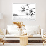 Shop Afternoon Surf B&W Photo Canvas Art Print-Boho, Coastal, Horizontal, Landscape, Photography, Photography Canvas Prints, Rectangle, View All, White-framed wall decor artwork