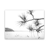 Shop Afternoon Surf B&W Photo Canvas Art Print-Boho, Coastal, Horizontal, Landscape, Photography, Photography Canvas Prints, Rectangle, View All, White-framed wall decor artwork