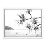 Shop Afternoon Surf B&W Photo Canvas Art Print-Boho, Coastal, Horizontal, Landscape, Photography, Photography Canvas Prints, Rectangle, View All, White-framed wall decor artwork