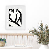 Shop Figure 2 Art Print-Abstract, Black, Dan Hobday, Portrait, Rectangle, View All, White-framed painted poster wall decor artwork