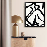 Shop Figure 3 Art Print-Abstract, Black, Dan Hobday, Portrait, Rectangle, View All, White-framed painted poster wall decor artwork