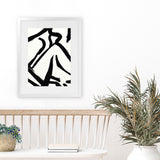 Shop Figure 3 Art Print-Abstract, Black, Dan Hobday, Portrait, Rectangle, View All, White-framed painted poster wall decor artwork