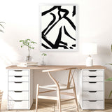 Shop Figure 3 Art Print-Abstract, Black, Dan Hobday, Portrait, Rectangle, View All, White-framed painted poster wall decor artwork