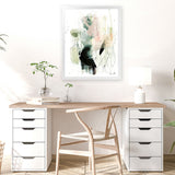 Shop Pianta Art Print-Abstract, Black, Dan Hobday, Green, Portrait, Rectangle, View All, White-framed painted poster wall decor artwork