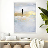 Shop Sun Dip Canvas Art Print-Abstract, Blue, Dan Hobday, Portrait, Rectangle, View All, Yellow-framed wall decor artwork