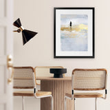 Shop Sun Dip Art Print-Abstract, Blue, Dan Hobday, Portrait, Rectangle, View All, Yellow-framed painted poster wall decor artwork