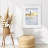 Shop Sun Dip Art Print-Abstract, Blue, Dan Hobday, Portrait, Rectangle, View All, Yellow-framed painted poster wall decor artwork