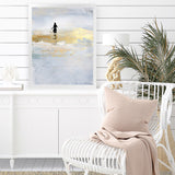 Shop Sun Dip Art Print-Abstract, Blue, Dan Hobday, Portrait, Rectangle, View All, Yellow-framed painted poster wall decor artwork