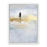 Shop Sun Dip Canvas Art Print-Abstract, Blue, Dan Hobday, Portrait, Rectangle, View All, Yellow-framed wall decor artwork