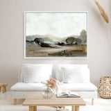 Shop Ash Trees Canvas Art Print-Abstract, Brown, Dan Hobday, Green, Horizontal, Landscape, Rectangle, View All, White-framed wall decor artwork