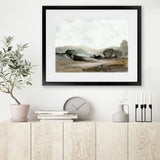 Shop Ash Trees Art Print-Abstract, Brown, Dan Hobday, Green, Horizontal, Landscape, Rectangle, View All, White-framed painted poster wall decor artwork