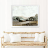 Shop Ash Trees Art Print-Abstract, Brown, Dan Hobday, Green, Horizontal, Landscape, Rectangle, View All, White-framed painted poster wall decor artwork