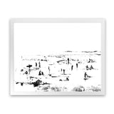 Shop Beach People Art Print-Abstract, Black, Dan Hobday, Horizontal, Landscape, Rectangle, View All, White-framed painted poster wall decor artwork