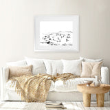 Shop Beach People Art Print-Abstract, Black, Dan Hobday, Horizontal, Landscape, Rectangle, View All, White-framed painted poster wall decor artwork