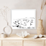 Shop Beach People Art Print-Abstract, Black, Dan Hobday, Horizontal, Landscape, Rectangle, View All, White-framed painted poster wall decor artwork