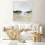Shop Gold Lake View (Square) Canvas Art Print-Abstract, Dan Hobday, Neutrals, Square, View All-framed wall decor artwork