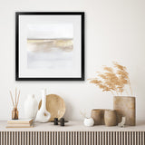 Shop Gold Light (Square) Art Print-Abstract, Dan Hobday, Neutrals, Square, View All, Yellow-framed painted poster wall decor artwork