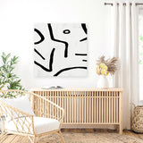 Shop Stark (Square) Canvas Art Print-Abstract, Black, Dan Hobday, Square, View All, White-framed wall decor artwork