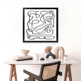 Shop Story (Square) Art Print-Abstract, Black, Dan Hobday, Square, View All, White-framed painted poster wall decor artwork