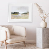 Shop Gold Lake View Art Print-Abstract, Dan Hobday, Green, Horizontal, Neutrals, Rectangle, View All-framed painted poster wall decor artwork