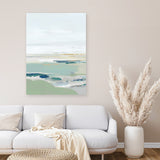 Shop Burbank Blue I Canvas Art Print-Abstract, Green, PC, Portrait, Rectangle, View All, White-framed wall decor artwork