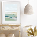 Shop Burbank Blue I Art Print-Abstract, Green, PC, Portrait, Rectangle, View All, White-framed painted poster wall decor artwork