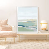 Shop Burbank Blue I Art Print-Abstract, Green, PC, Portrait, Rectangle, View All, White-framed painted poster wall decor artwork