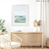 Shop Burbank Blue II Art Print-Abstract, Green, PC, Portrait, Rectangle, View All, White-framed painted poster wall decor artwork