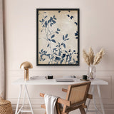 Shop Indigo Leaves Touch I Canvas Art Print-Abstract, Blue, Neutrals, PC, Portrait, Rectangle, View All-framed wall decor artwork