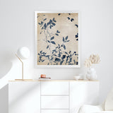 Shop Indigo Leaves Touch I Art Print-Abstract, Blue, Neutrals, PC, Portrait, Rectangle, View All-framed painted poster wall decor artwork