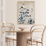 Shop Indigo Leaves Touch II Canvas Art Print-Abstract, Blue, Neutrals, PC, Portrait, Rectangle, View All-framed wall decor artwork