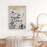 Shop Indigo Leaves Touch II Canvas Art Print-Abstract, Blue, Neutrals, PC, Portrait, Rectangle, View All-framed wall decor artwork