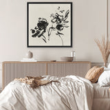 Shop Black Florals I (Square) Canvas Art Print-Abstract, Black, Neutrals, PC, Square, View All-framed wall decor artwork