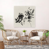 Shop Black Florals I (Square) Canvas Art Print-Abstract, Black, Neutrals, PC, Square, View All-framed wall decor artwork