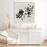 Shop Black Florals I (Square) Canvas Art Print-Abstract, Black, Neutrals, PC, Square, View All-framed wall decor artwork