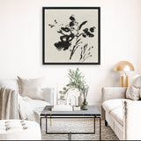Shop Black Florals II (Square) Canvas Art Print-Abstract, Black, Neutrals, PC, Square, View All-framed wall decor artwork
